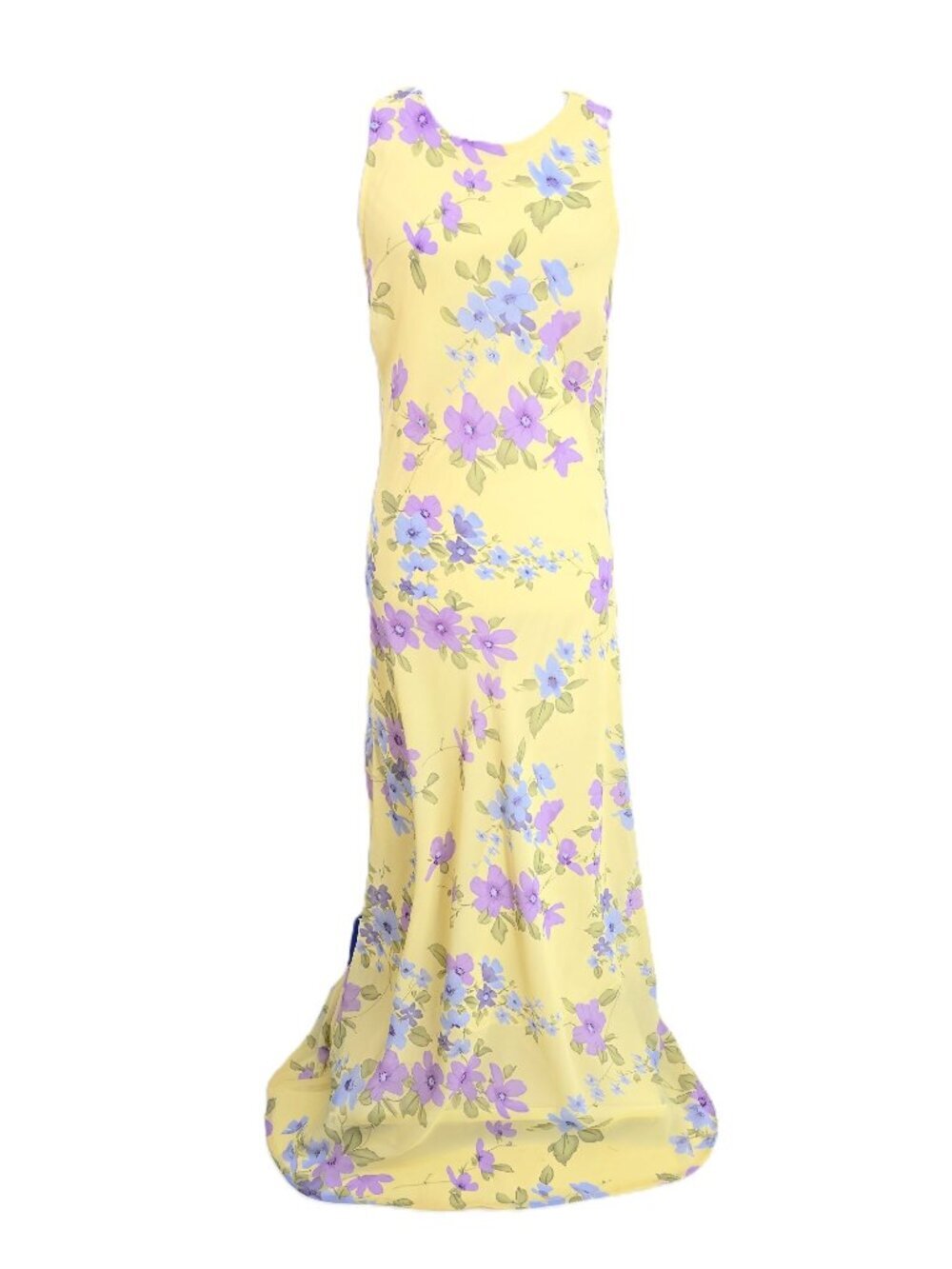 VTG Y2K CA Concepts Light Yellow Floral Open Back Long Dress Junior 11 Women M